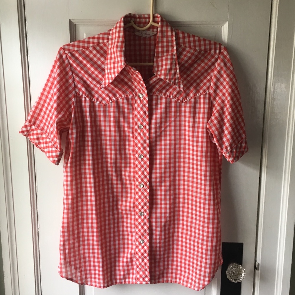 Vintage Wrangler Red Gingham Pearl Snap Shirt